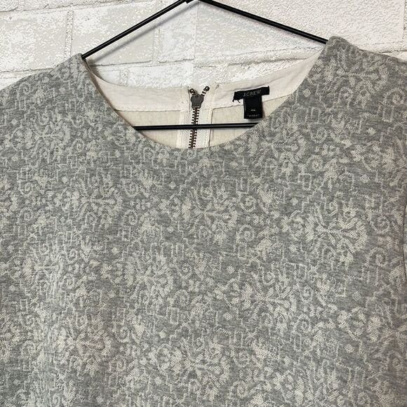 J. Crew Zip Back Brocade Short Sleeve Blouse XL - Picture 2 of 6